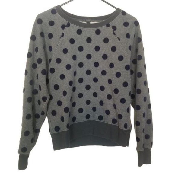 J. Crew Tops - J. Crew Womens M Gray & Navy Blue Polka Dots Long